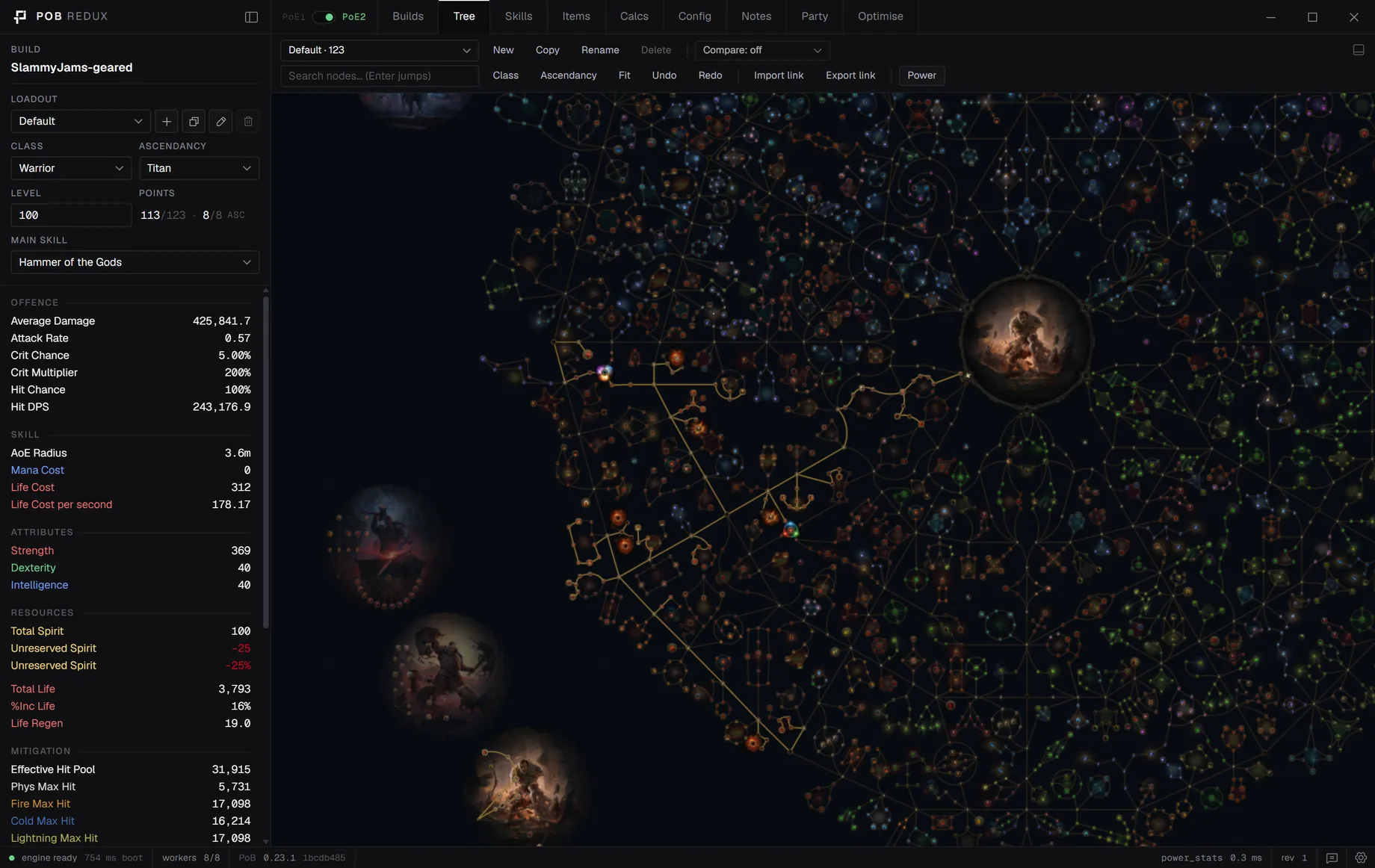 The passive tree of a Titan build